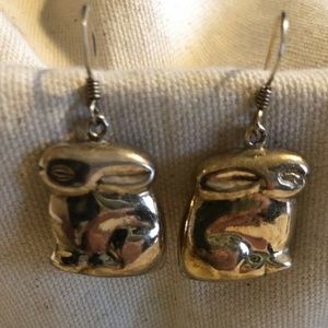 Silver Bunny / Rabbit Dangly Earrings